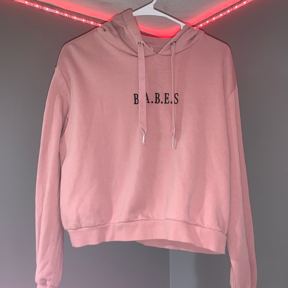 Pink H&M Cropped Hoodie